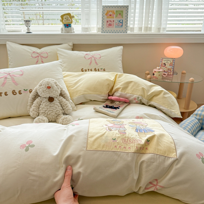 91家纺网 家纺一手货源 找家纺 （总）慕尚家纺 2025新款全棉印花毛巾绣工艺款四件套