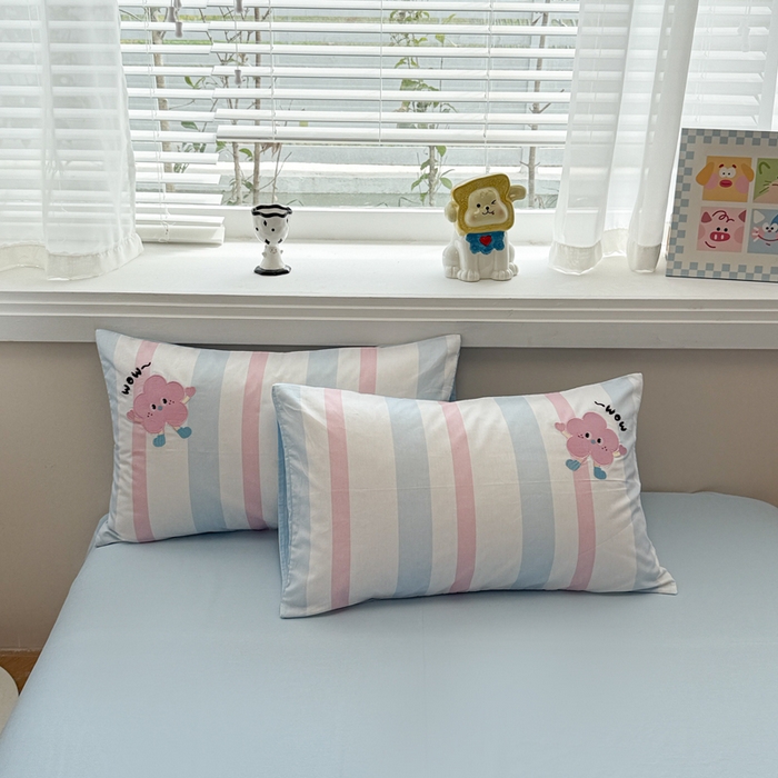 91家纺网 家纺一手货源 找家纺 慕尚家纺 2025新款全棉印花毛巾绣工艺款四件套 卡哇伊