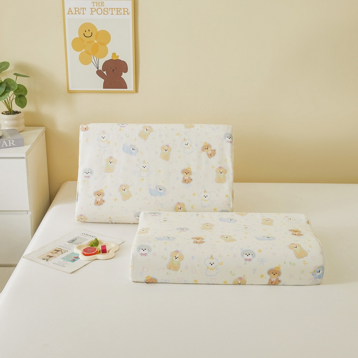 91家纺网 家纺一手货源 找家纺 （总）翎盈家纺 2025款ins风小清新卡通多规格纯棉乳胶枕专用枕套全棉枕头套