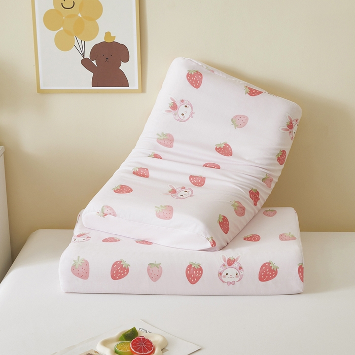 91家纺网 家纺一手货源 找家纺 翎盈家纺 2025款ins风小清新卡通多规格纯棉乳胶枕专用枕套全棉枕头套 草莓兔兔