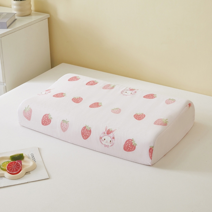 91家纺网 家纺一手货源 找家纺 翎盈家纺 2025款ins风小清新卡通多规格纯棉乳胶枕专用枕套全棉枕头套 草莓兔兔