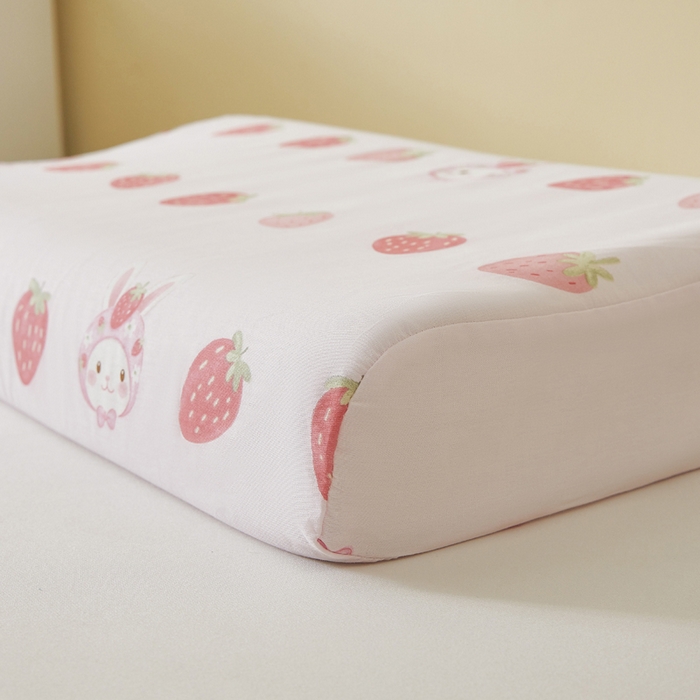 91家纺网 家纺一手货源 找家纺 翎盈家纺 2025款ins风小清新卡通多规格纯棉乳胶枕专用枕套全棉枕头套 草莓兔兔