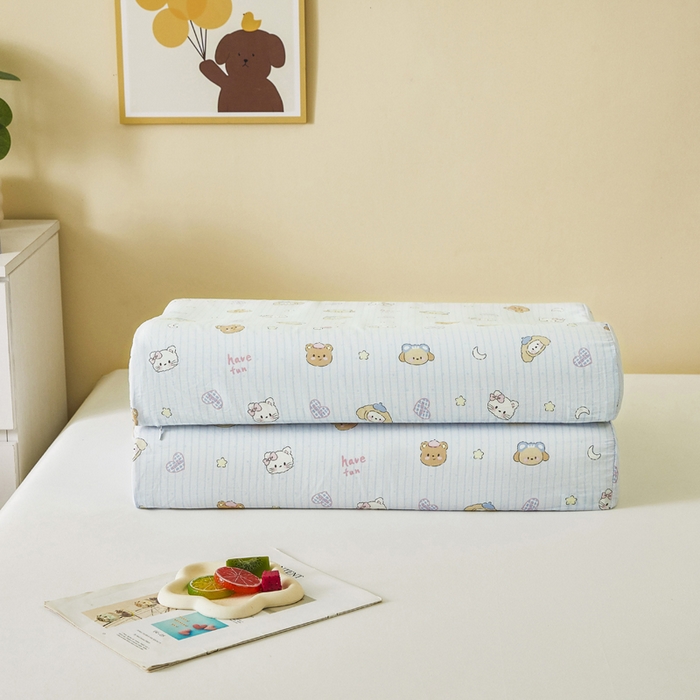 91家纺网 家纺一手货源 找家纺 翎盈家纺 2025款ins风小清新卡通多规格纯棉乳胶枕专用枕套全棉枕头套 镜子海洋-兰