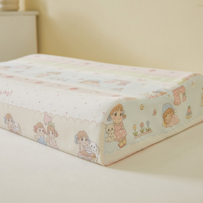 91家纺网 家纺一手货源 找家纺 翎盈家纺 2025款ins风小清新卡通多规格纯棉乳胶枕专用枕套全棉枕头套 快乐童年