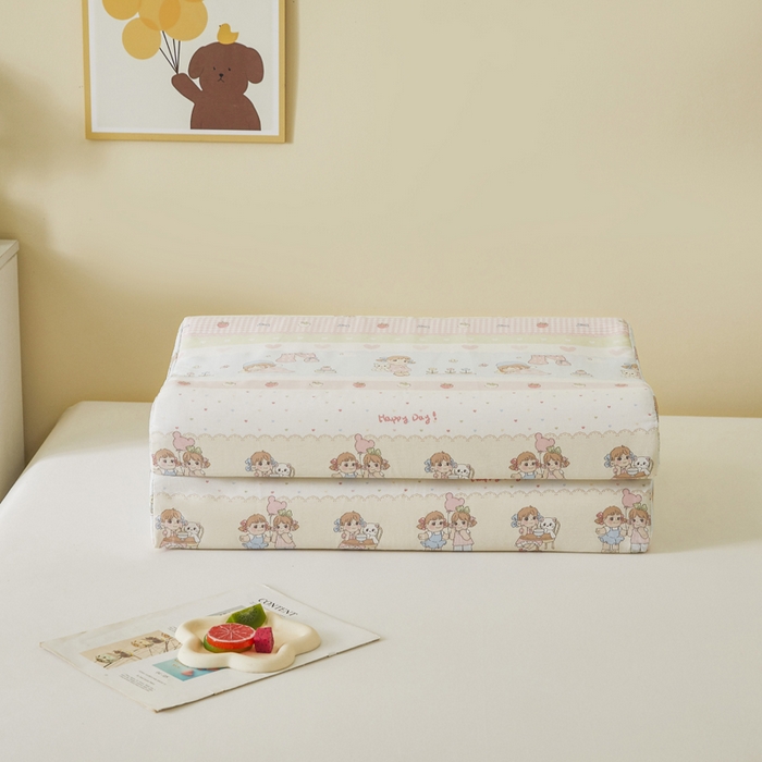 91家纺网 家纺一手货源 找家纺 翎盈家纺 2025款ins风小清新卡通多规格纯棉乳胶枕专用枕套全棉枕头套 快乐童年