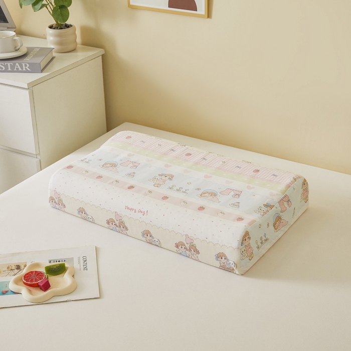 91家纺网 家纺一手货源 找家纺 翎盈家纺 2025款ins风小清新卡通多规格纯棉乳胶枕专用枕套全棉枕头套 快乐童年