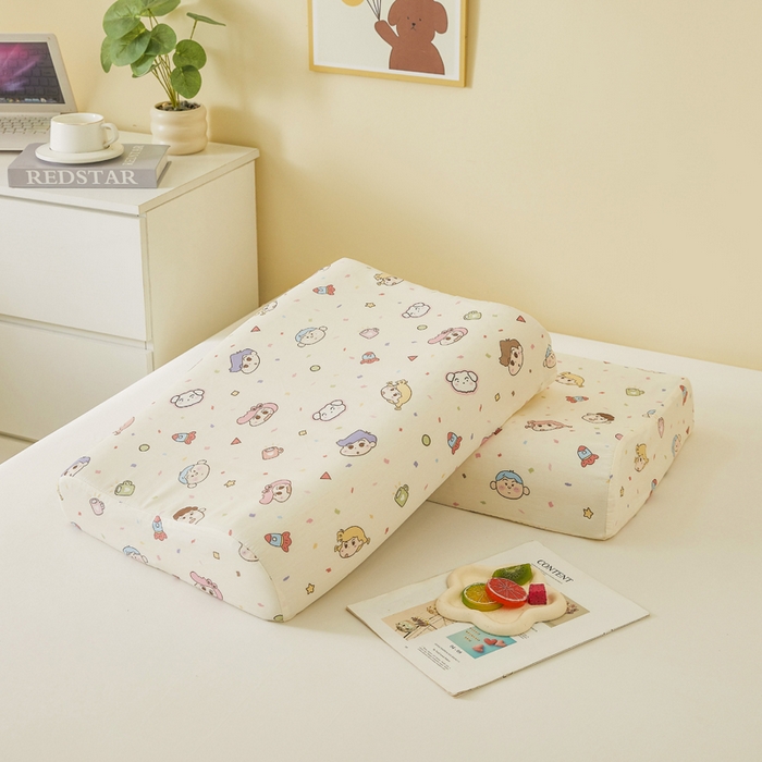 91家纺网 家纺一手货源 找家纺 翎盈家纺 2025款ins风小清新卡通多规格纯棉乳胶枕专用枕套全棉枕头套 糖果幼儿园