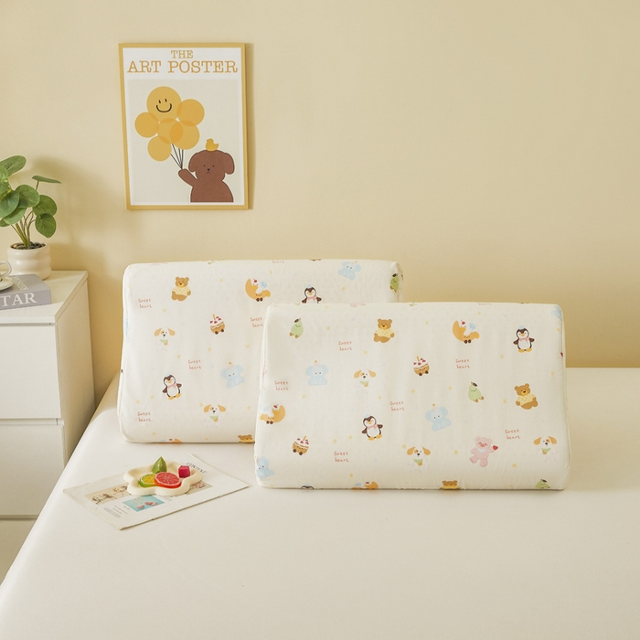 91家纺网 家纺一手货源 找家纺 翎盈家纺 2025款ins风小清新卡通多规格纯棉乳胶枕专用枕套全棉枕头套 甜蜜乐园