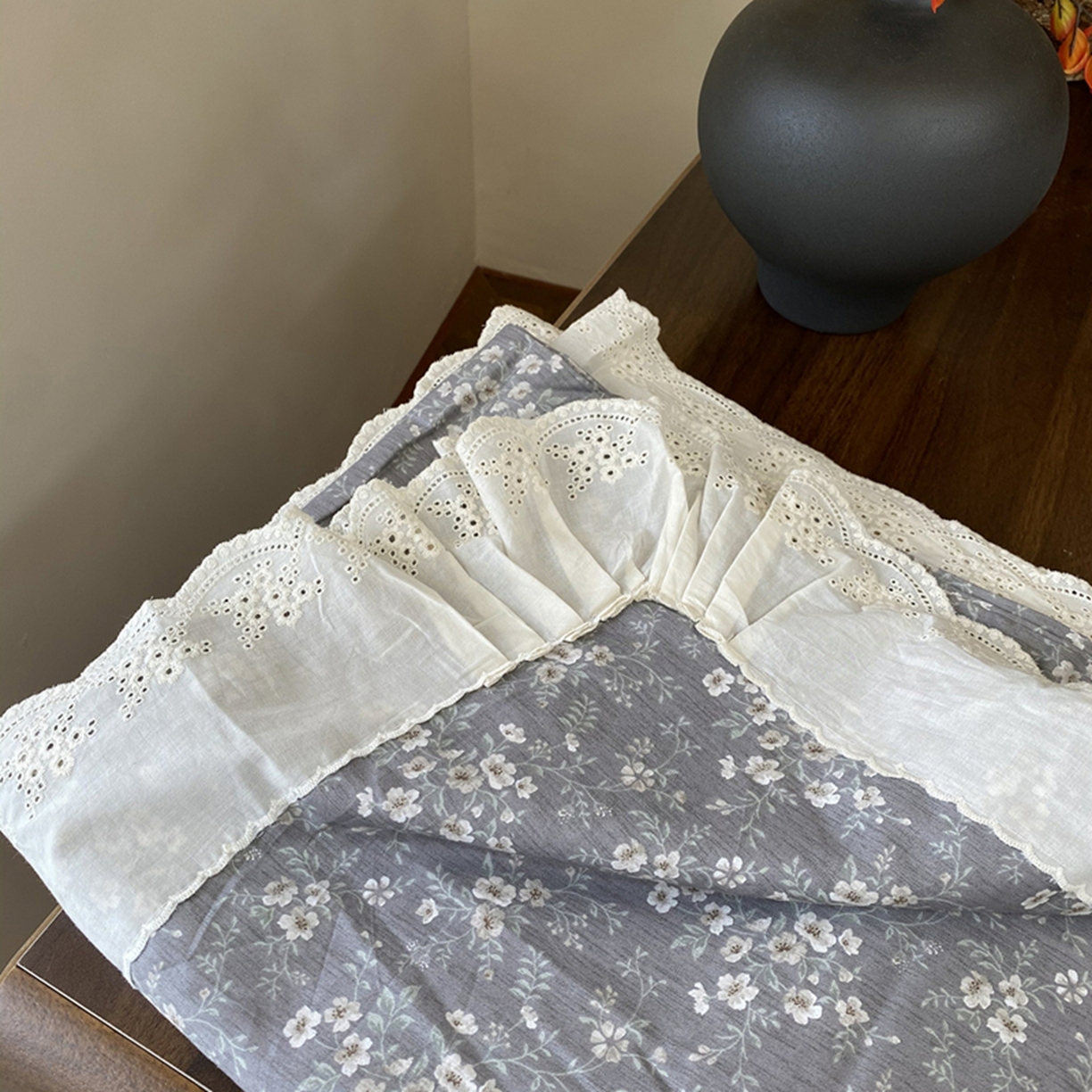 91家纺网 家纺一手货源 找家纺 奈萝家纺 2025新款13372全棉法式大花边床盖被套四件套 塞纳河畔