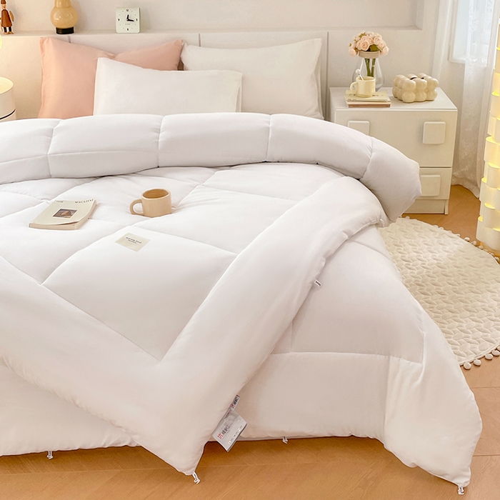 91家纺网 家纺一手货源 找家纺 VIP被业 2025新款磨毛二合一扣子款四季子母被学生冬被被子被芯 白色