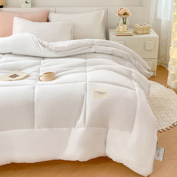 91家纺网 家纺一手货源 找家纺 VIP被业 2025新款磨毛二合一扣子款四季子母被学生冬被被子被芯 白色