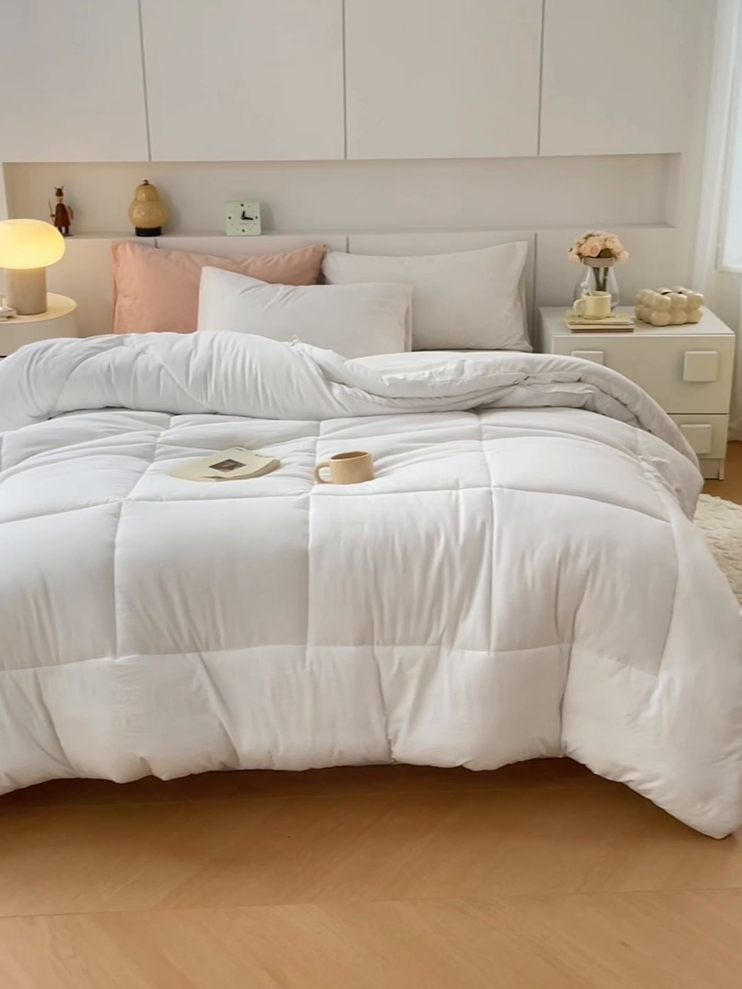 91家纺网 家纺一手货源 找家纺 VIP被业 2025新款磨毛二合一扣子款四季子母被学生冬被被子被芯 白色