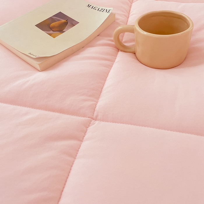 91家纺网 家纺一手货源 找家纺 VIP被业 2025新款磨毛二合一扣子款四季子母被学生冬被被子被芯 粉色