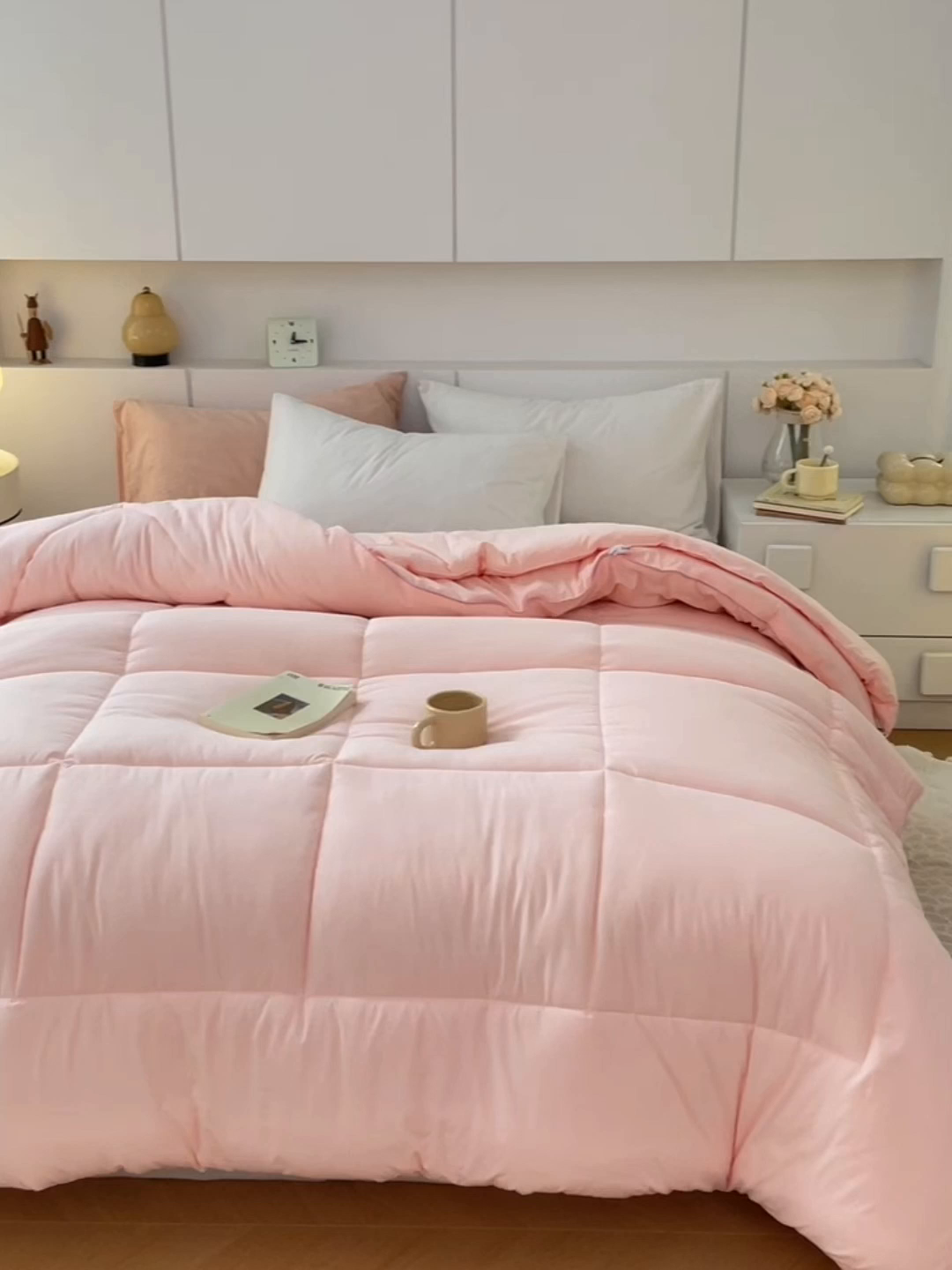 91家纺网 家纺一手货源 找家纺 VIP被业 2025新款磨毛二合一扣子款四季子母被学生冬被被子被芯 粉色