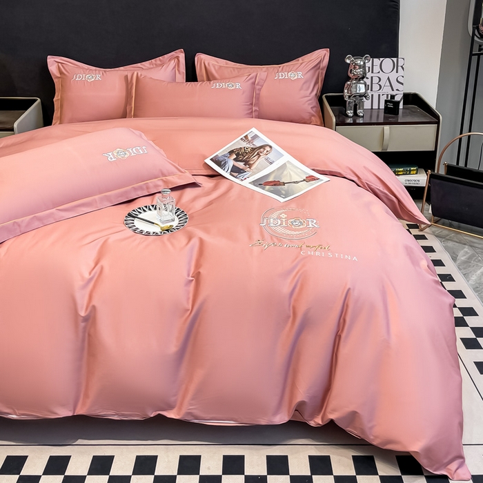 91家纺网 家纺一手货源 找家纺 艾迪尚家纺 2025新款120支刺绣长绒棉四六件套（新拍）-四六件套 山茶花-胭脂红