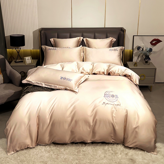 91家纺网 家纺一手货源 找家纺 艾迪尚家纺 2025新款120支刺绣长绒棉四六件套（新拍）-四六件套 山茶花-香槟金