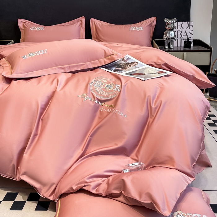 91家纺网 家纺一手货源 找家纺 艾迪尚家纺 2025新款120支刺绣长绒棉四六件套（新拍）-四六件套 山茶花-胭脂红