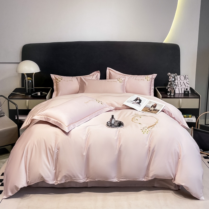 91家纺网 家纺一手货源 找家纺 （总）2025新款A类纯色双拼长绒棉纯棉刺绣四件套