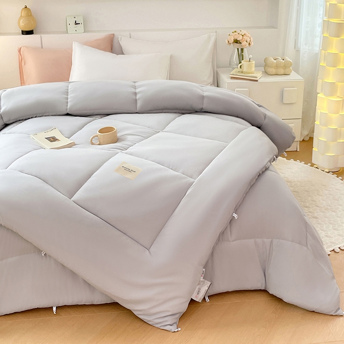 91家纺网 家纺一手货源 找家纺 VIP被业 2025新款磨毛二合一扣子款四季子母被学生冬被被子被芯 灰色
