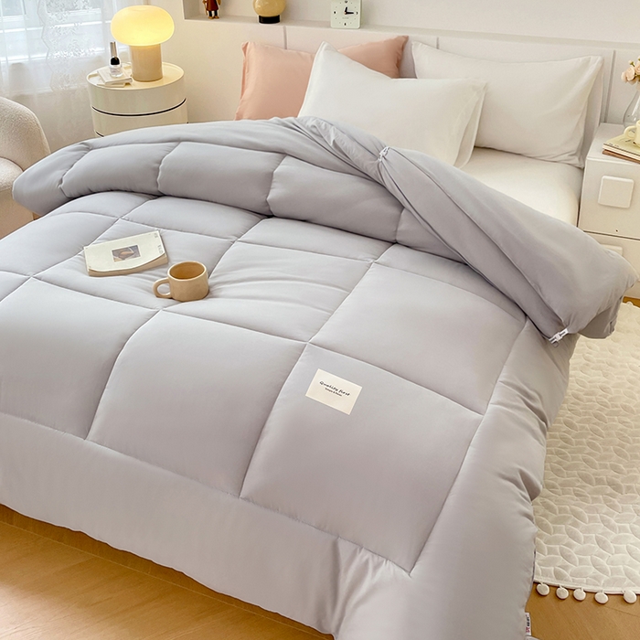 91家纺网 家纺一手货源 找家纺 VIP被业 2025新款磨毛二合一扣子款四季子母被学生冬被被子被芯 灰色