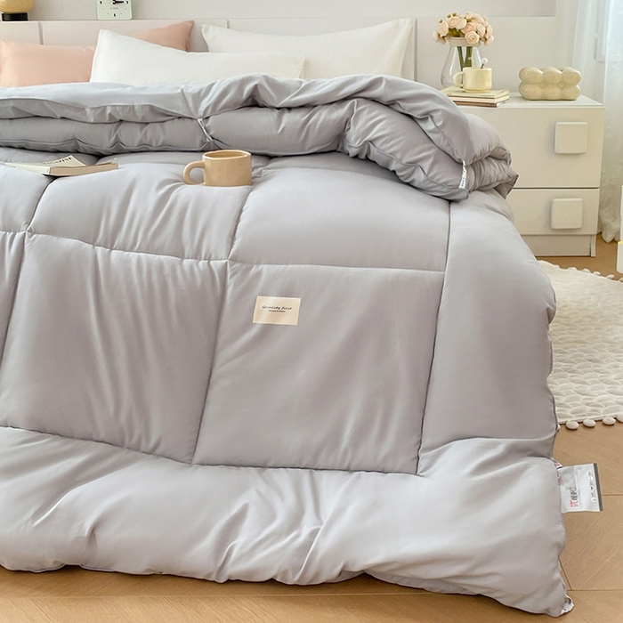 91家纺网 家纺一手货源 找家纺 VIP被业 2025新款磨毛二合一扣子款四季子母被学生冬被被子被芯 灰色