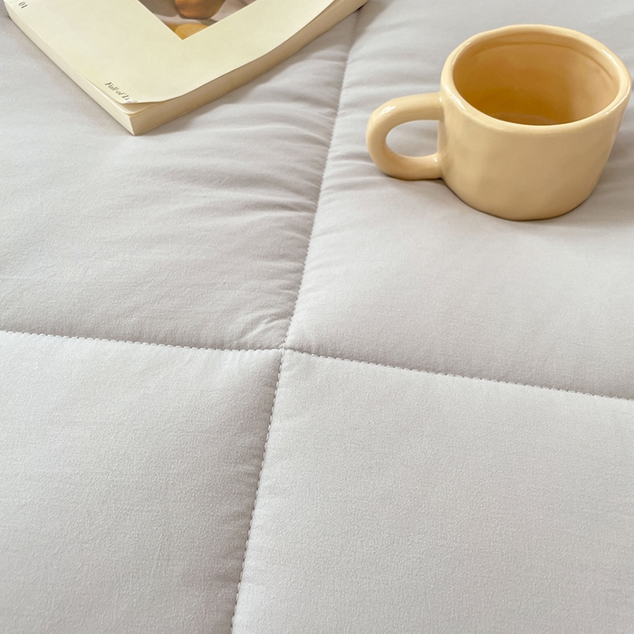 91家纺网 家纺一手货源 找家纺 VIP被业 2025新款磨毛二合一扣子款四季子母被学生冬被被子被芯 灰色