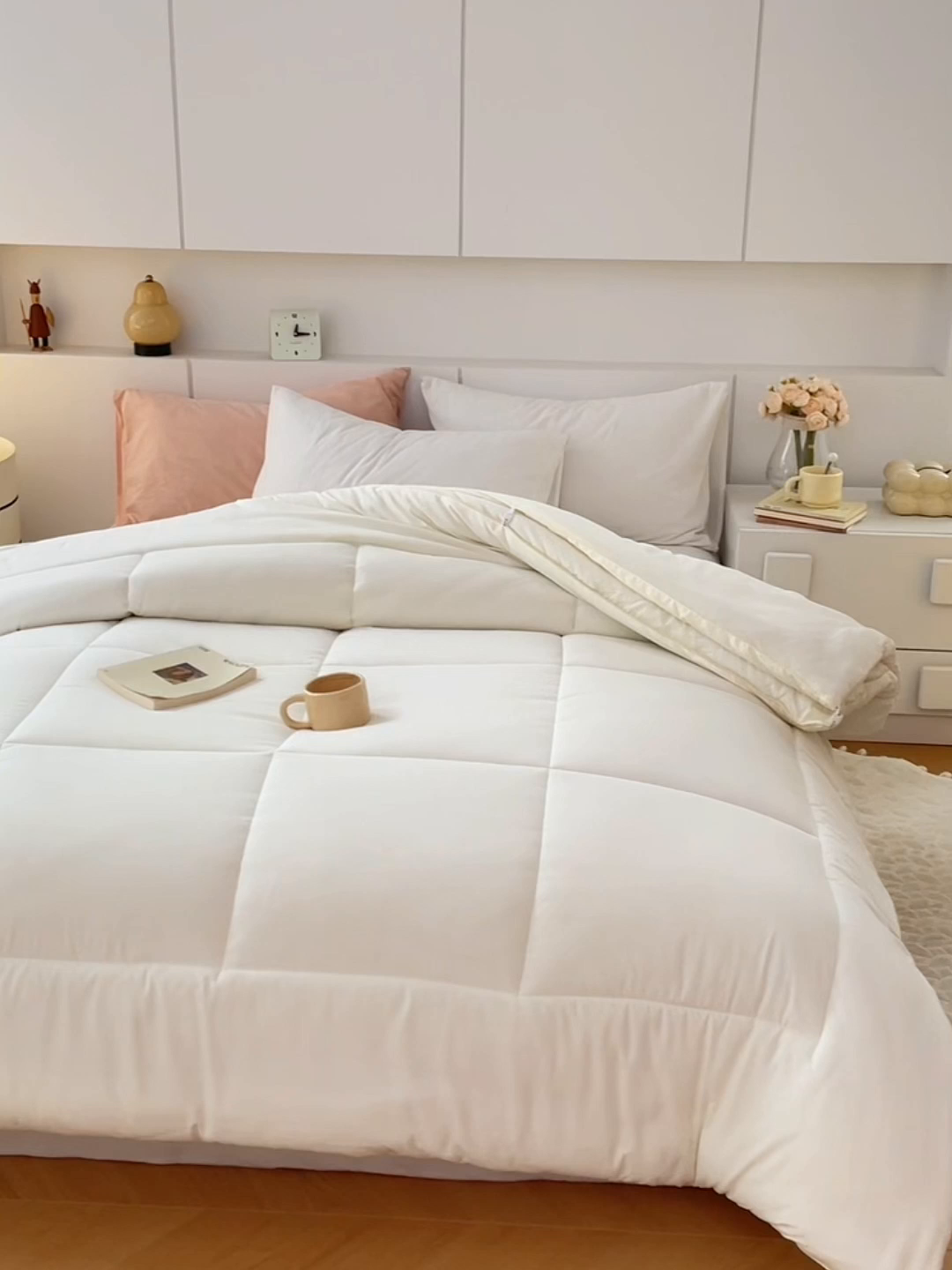 91家纺网 家纺一手货源 找家纺 VIP被业 2025新款磨毛二合一扣子款四季子母被学生冬被被子被芯 米色