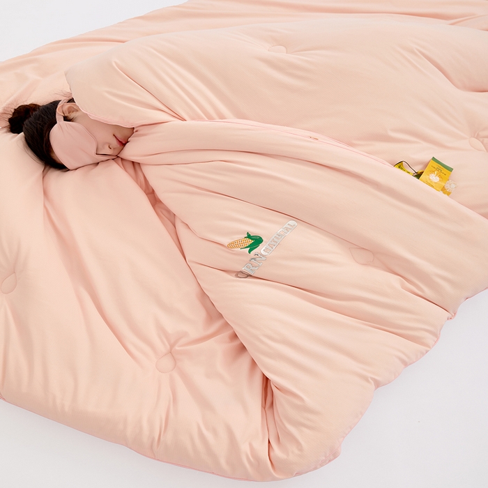 91家纺网 家纺一手货源 找家纺 VIP被业 2025新款立体玉米纤维冬被大豆冬被被子被芯 粉色