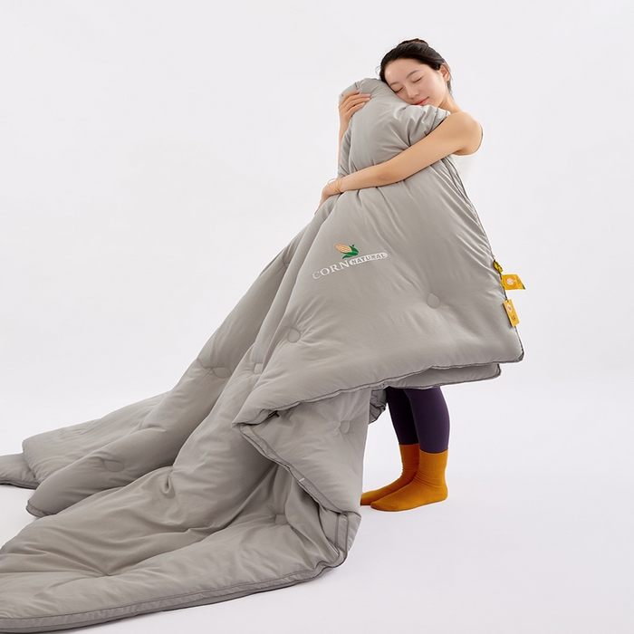 91家纺网 家纺一手货源 找家纺 VIP被业 2025新款立体玉米纤维冬被大豆冬被被子被芯 灰色