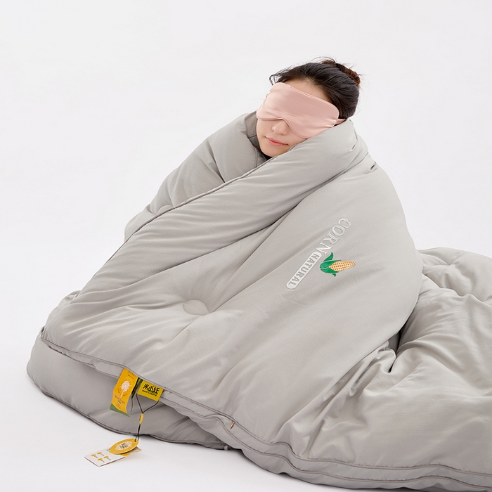 91家纺网 家纺一手货源 找家纺 VIP被业 2025新款立体玉米纤维冬被大豆冬被被子被芯 灰色