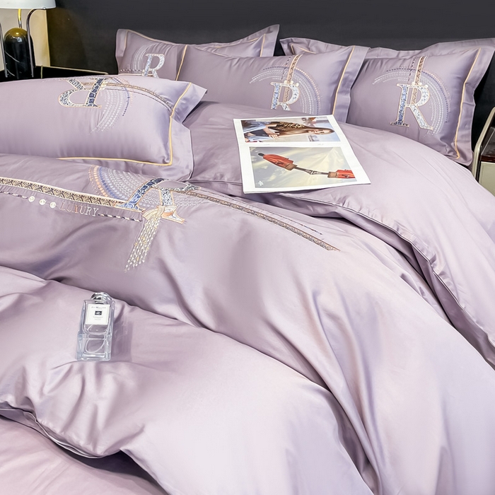 91家纺网 家纺一手货源 找家纺 艾迪尚家纺 2025新款120支刺绣长绒棉四六件套（新拍）-单被套 时尚紫