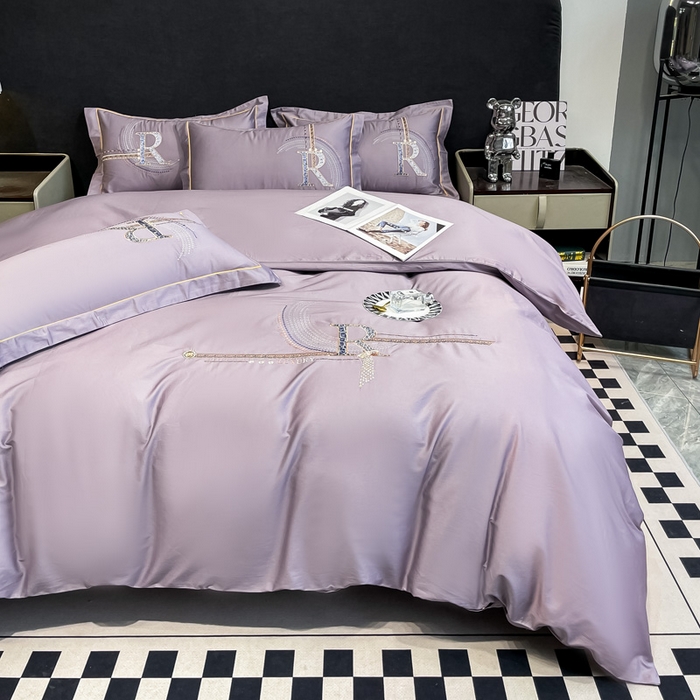 91家纺网 家纺一手货源 找家纺 艾迪尚家纺 2025新款120支刺绣长绒棉四六件套（新拍）-单被套 时尚紫