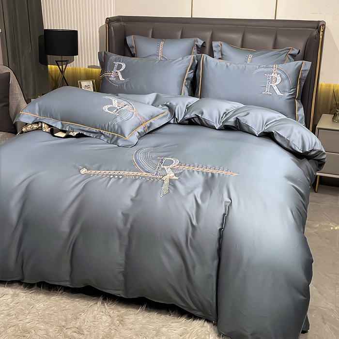 91家纺网 家纺一手货源 找家纺 艾迪尚家纺 2025新款120支刺绣长绒棉四六件套（新拍）-单被套 时尚-灰