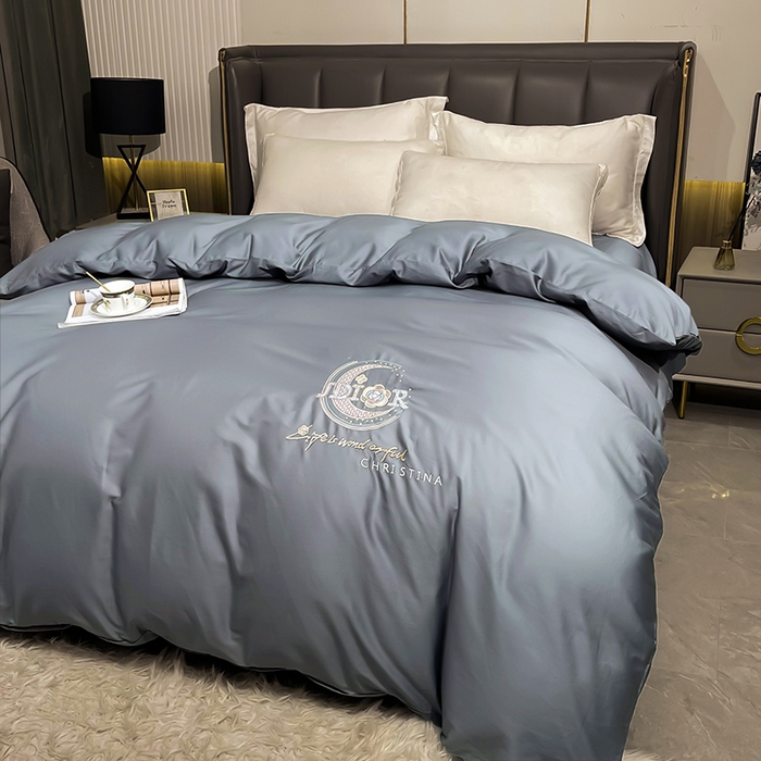 艾迪尚家纺 2025新款120支刺绣长绒棉四六件套（新拍）-单被套 山茶花-绅士灰