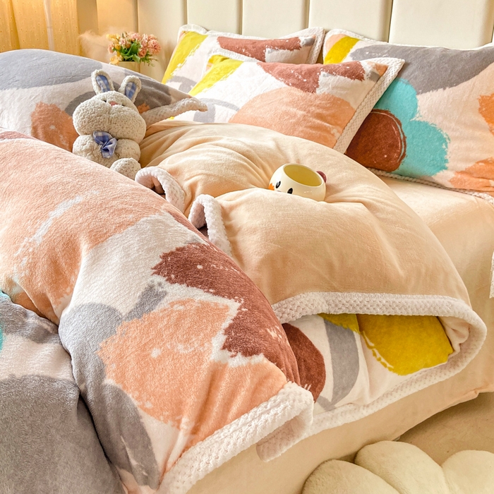 91家纺网 家纺一手货源 找家纺 （总）阿亮家纺 2025新款高克重大包边菠萝格牛奶绒活性印染四件套