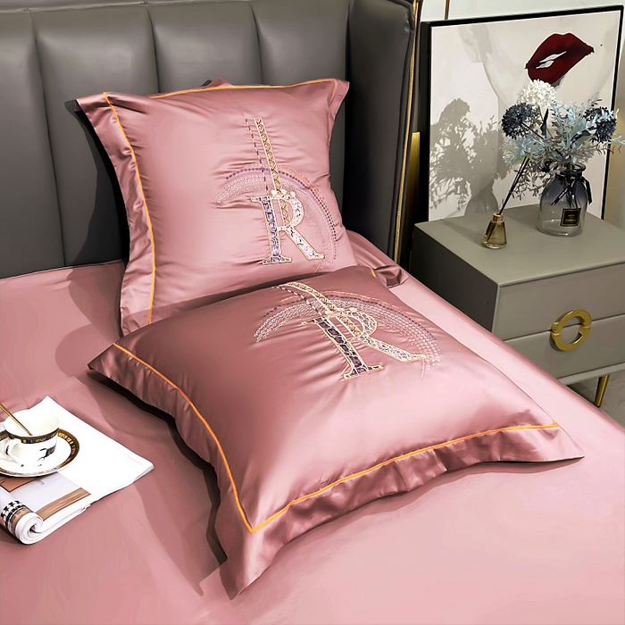 91家纺网 家纺一手货源 找家纺 艾迪尚家纺 2025新款120支刺绣长绒棉四六件套（新拍）-枕套 时尚-胭脂红