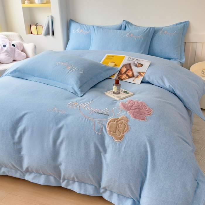 91家纺网 家纺一手货源 找家纺 （总）江南春家纺 [雅—轻绒]2025全棉高支高密立体刺绣生态磨毛加绒四件套