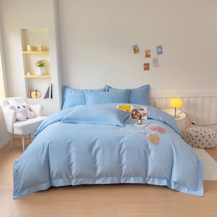 91家纺网 家纺一手货源 找家纺 （总）江南春家纺 [雅—轻绒]2025全棉高支高密立体刺绣生态磨毛加绒四件套