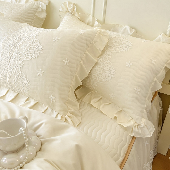 91家纺网 家纺一手货源 找家纺 恋尚 2025新款60S贡缎长绒棉全棉纯棉拉链可拆卸床笠款床裙四件套-曼莉系列 曼莉-奶油黄