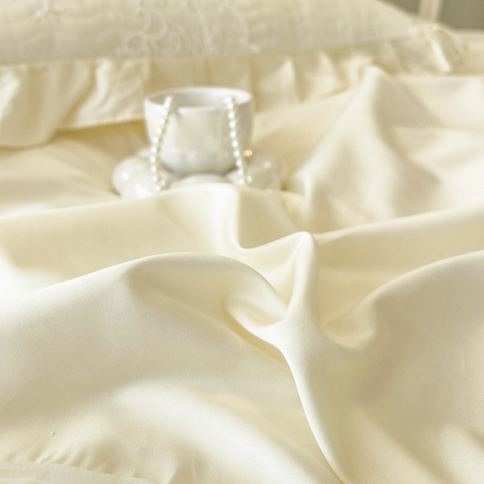 91家纺网 家纺一手货源 找家纺 恋尚 2025新款60S贡缎长绒棉全棉纯棉拉链可拆卸床笠款床裙四件套-曼莉系列 曼莉-奶油黄