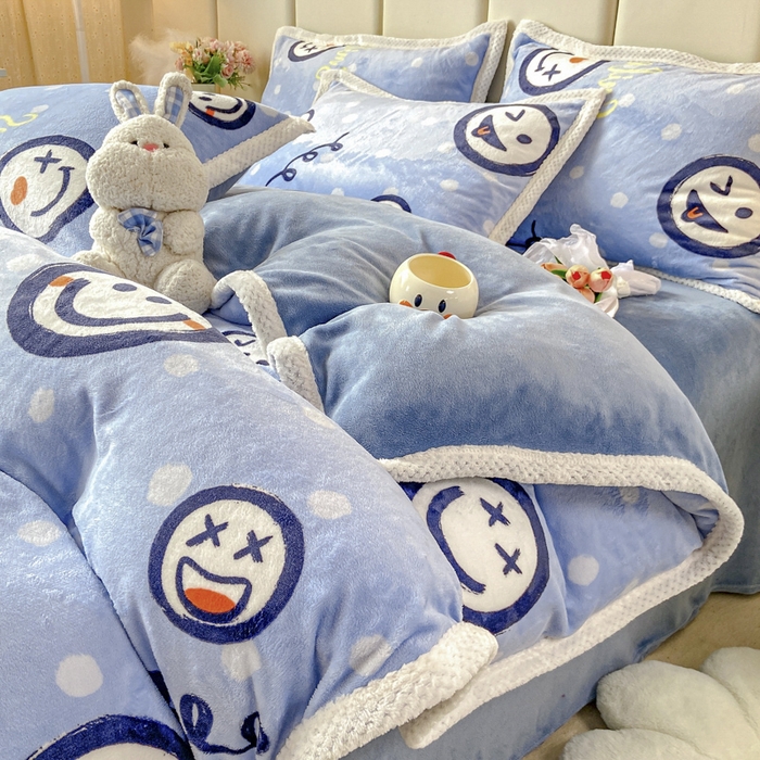 91家纺网 家纺一手货源 找家纺 （总）阿亮家纺 2025新款高克重大包边菠萝格牛奶绒活性印染四件套