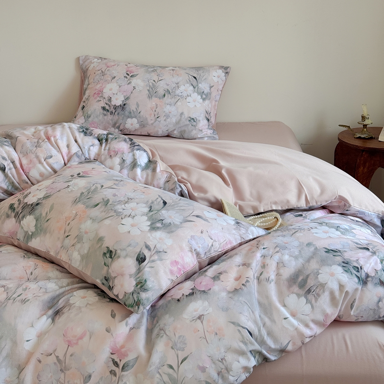 91家纺网 家纺一手货源 找家纺 窝米 2025新款全棉火山磨毛花卉系列四件套-第二批 朝歌