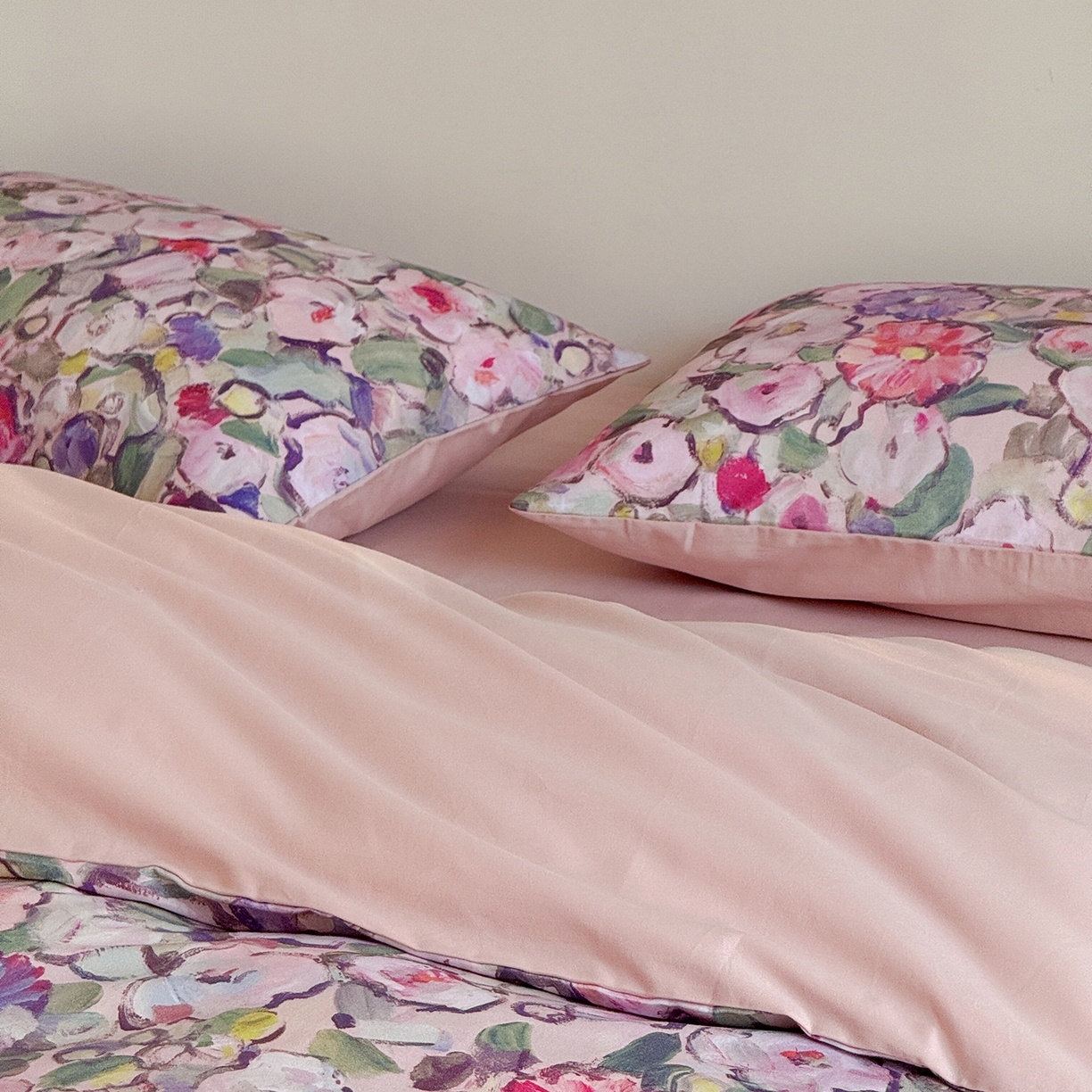 91家纺网 家纺一手货源 找家纺 窝米 2025新款全棉火山磨毛花卉系列四件套-第二批 兰朵粉