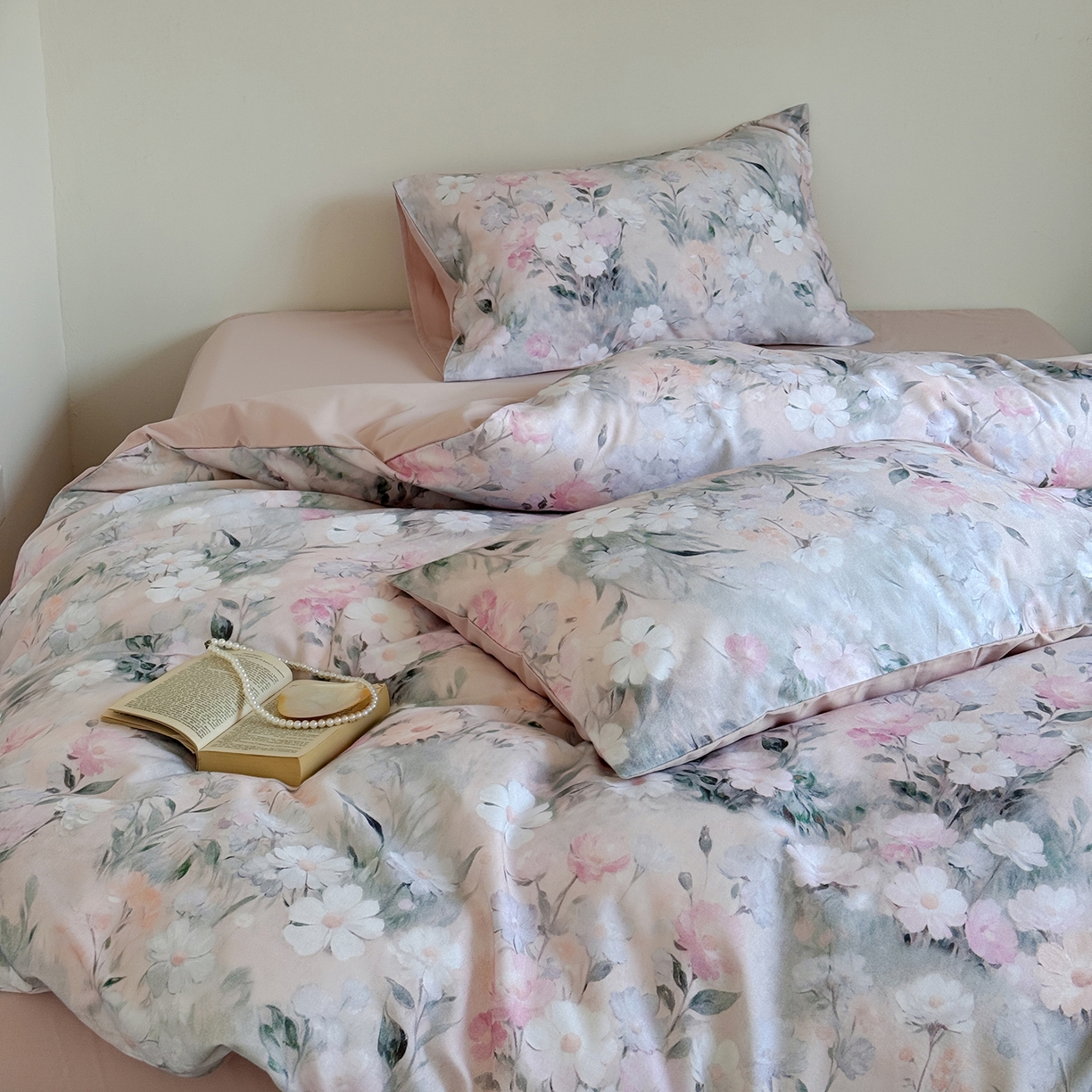 91家纺网 家纺一手货源 找家纺 窝米 2025新款全棉火山磨毛花卉系列四件套-第二批 朝歌