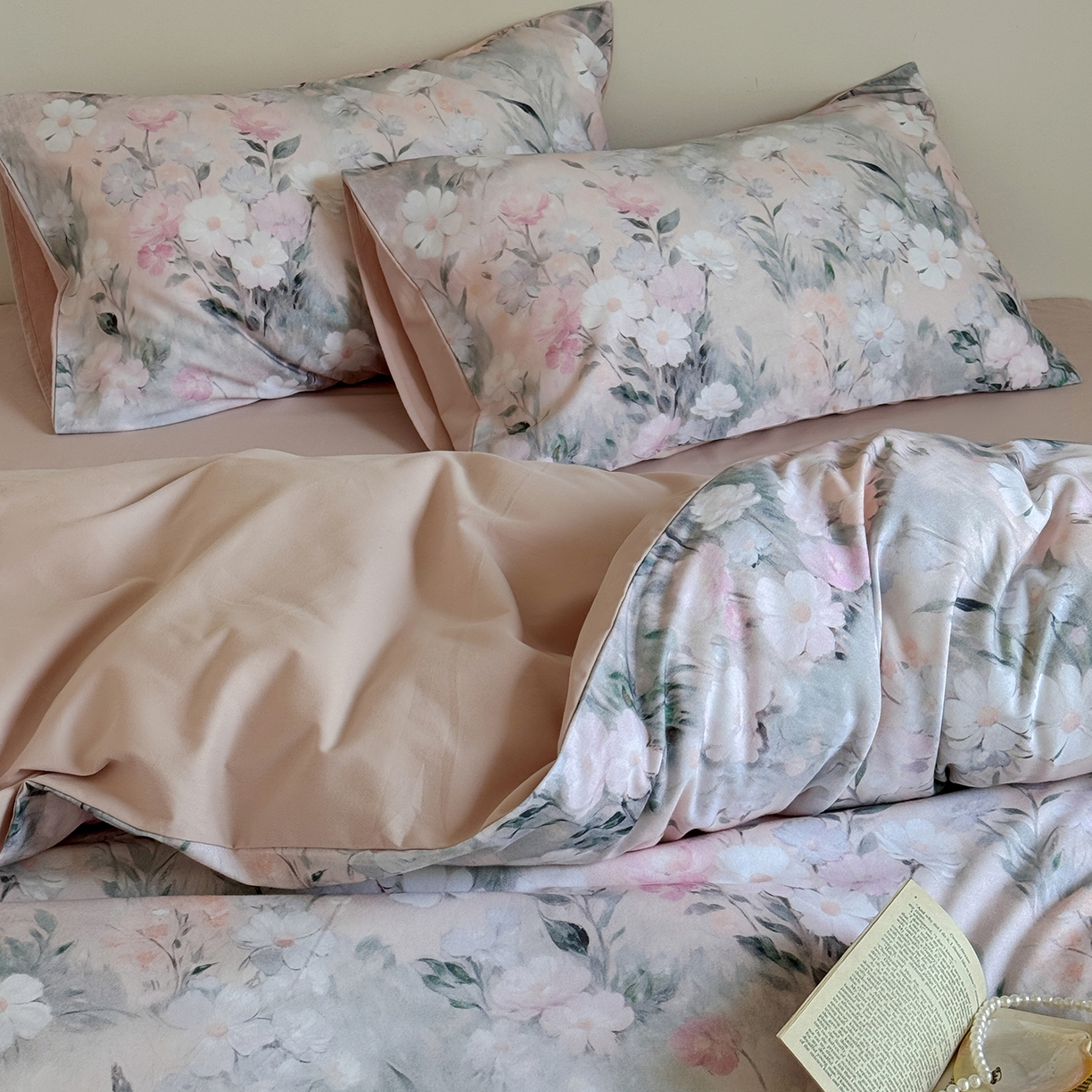 91家纺网 家纺一手货源 找家纺 窝米 2025新款全棉火山磨毛花卉系列四件套-第二批 朝歌