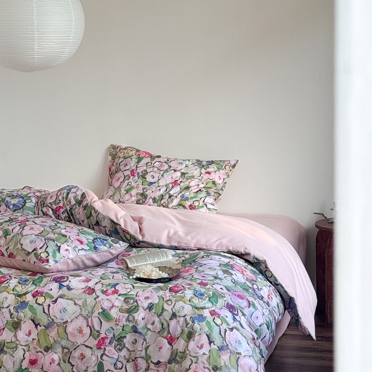 91家纺网 家纺一手货源 找家纺 窝米 2025新款全棉火山磨毛花卉系列四件套-第二批 兰朵绿