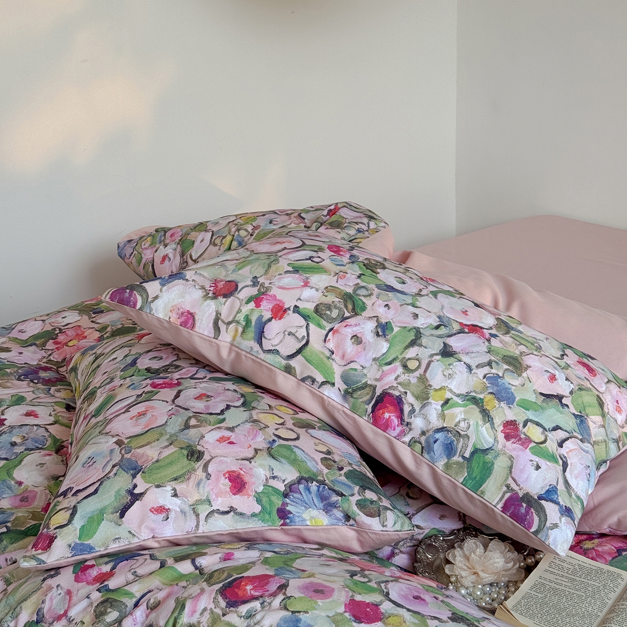 91家纺网 家纺一手货源 找家纺 窝米 2025新款全棉火山磨毛花卉系列四件套-第二批 兰朵绿