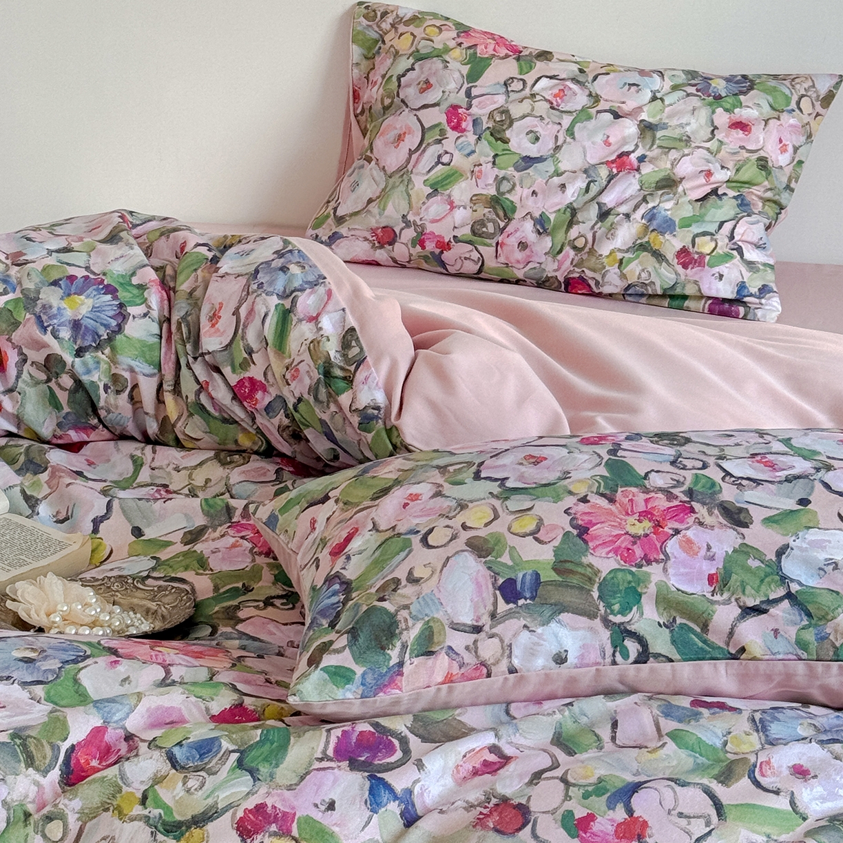 91家纺网 家纺一手货源 找家纺 窝米 2025新款全棉火山磨毛花卉系列四件套-第二批 兰朵绿