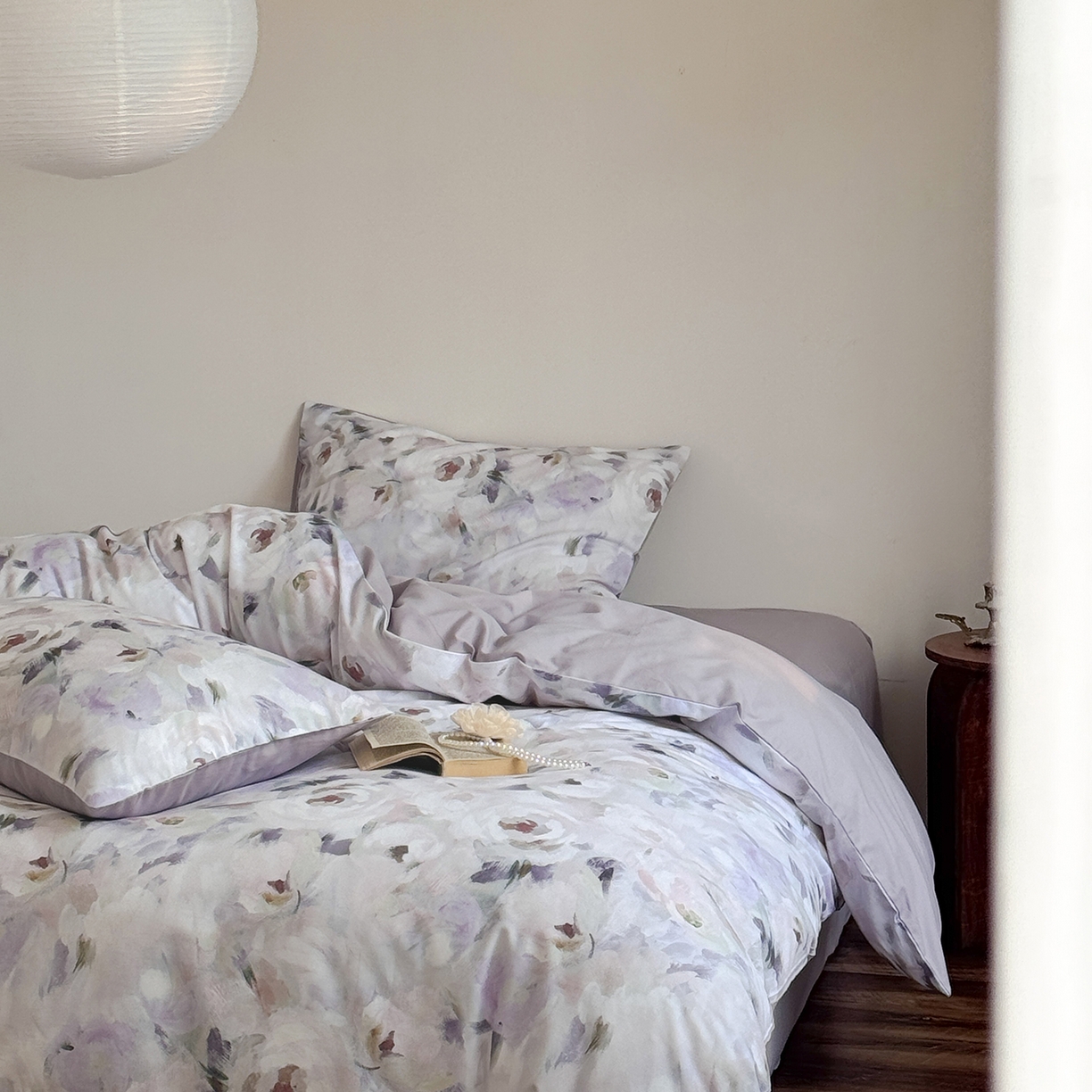 91家纺网 家纺一手货源 找家纺 窝米 2025新款全棉火山磨毛花卉系列四件套-第二批 心柔粉