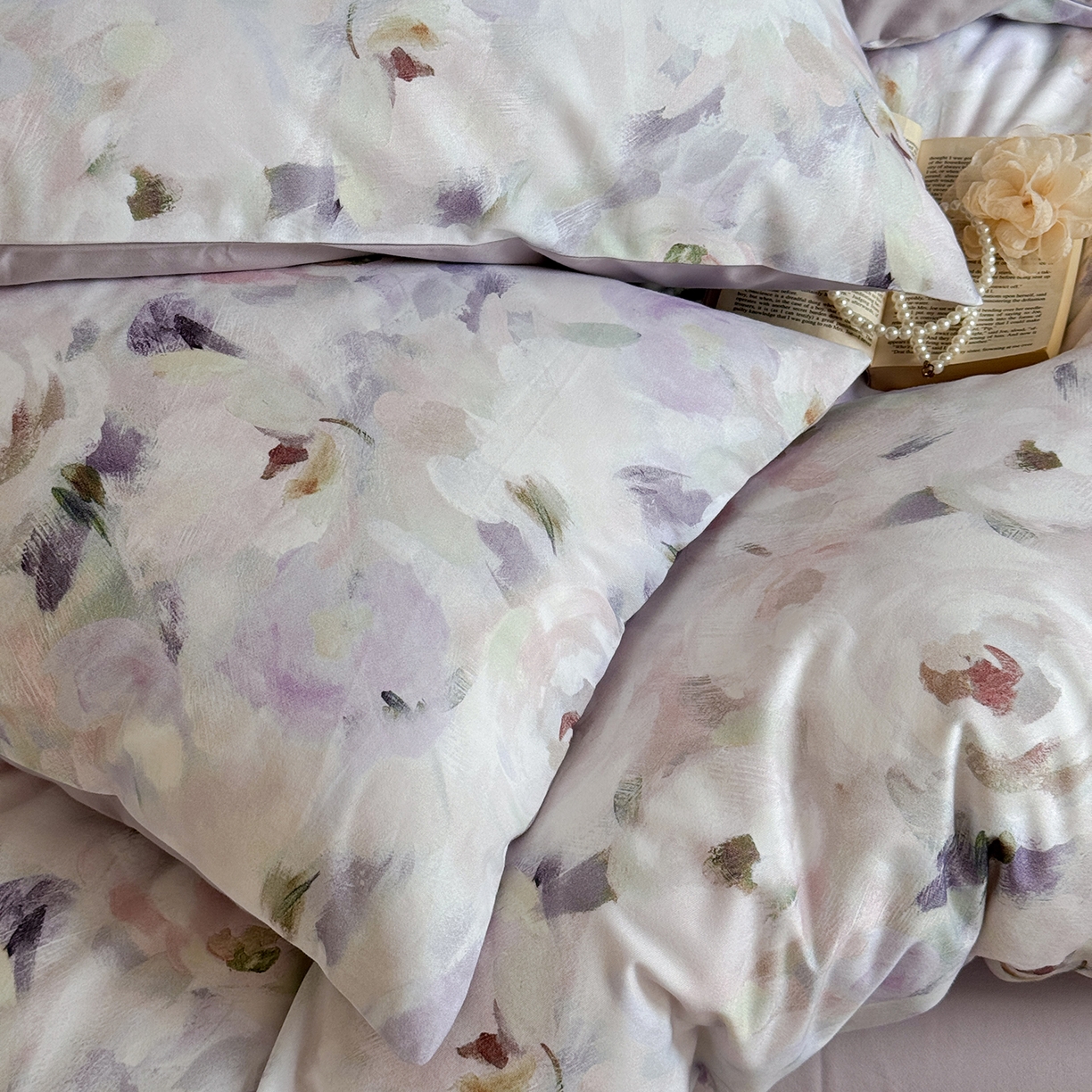 91家纺网 家纺一手货源 找家纺 窝米 2025新款全棉火山磨毛花卉系列四件套-第二批 心柔粉